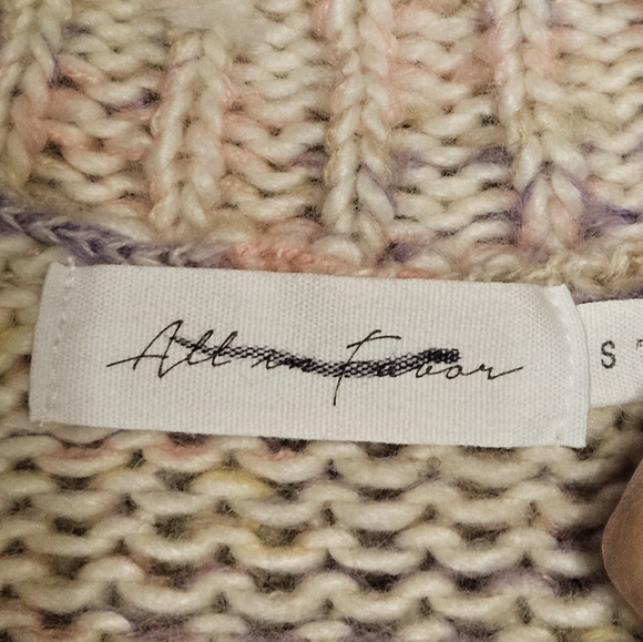 All in Favor Pink and Yellow Cowl Neck Sweater with Chunky Knit - Picture 6 of 10